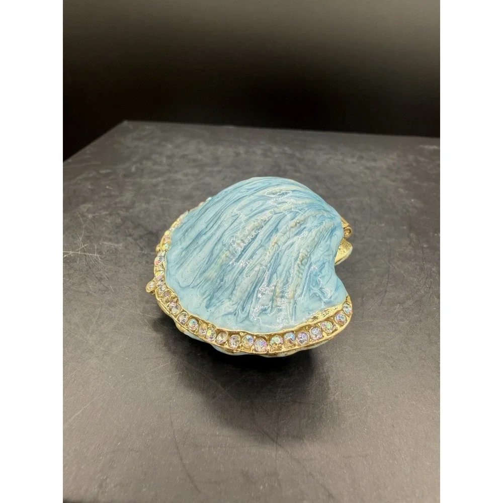 🦪💙 Blue Oyster Trinket Box Coastal Seashell Keepsake Jewelry Box ✨🌊